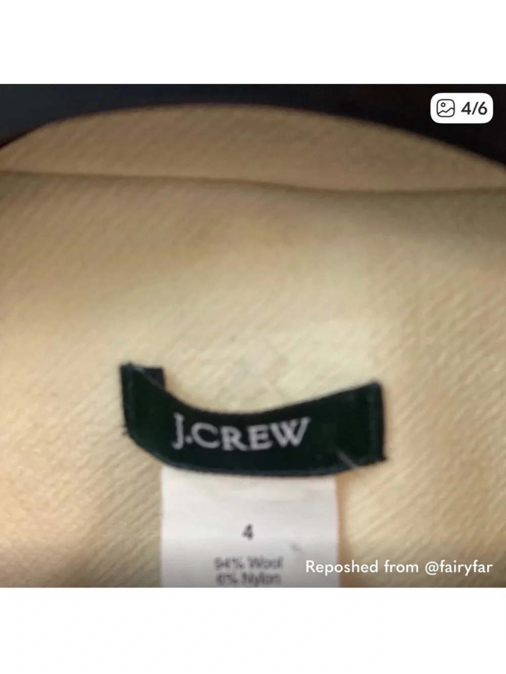 J. Crew Lady Day Cream Single-Breasted Wool-Blend Coat - Picture 4 of 7